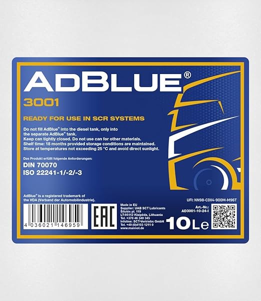 MANNOL 3001 Adblue 3001 DEF Oil 10L/20L - DIN 70070 ISO 22241-1/2/3 Compliant