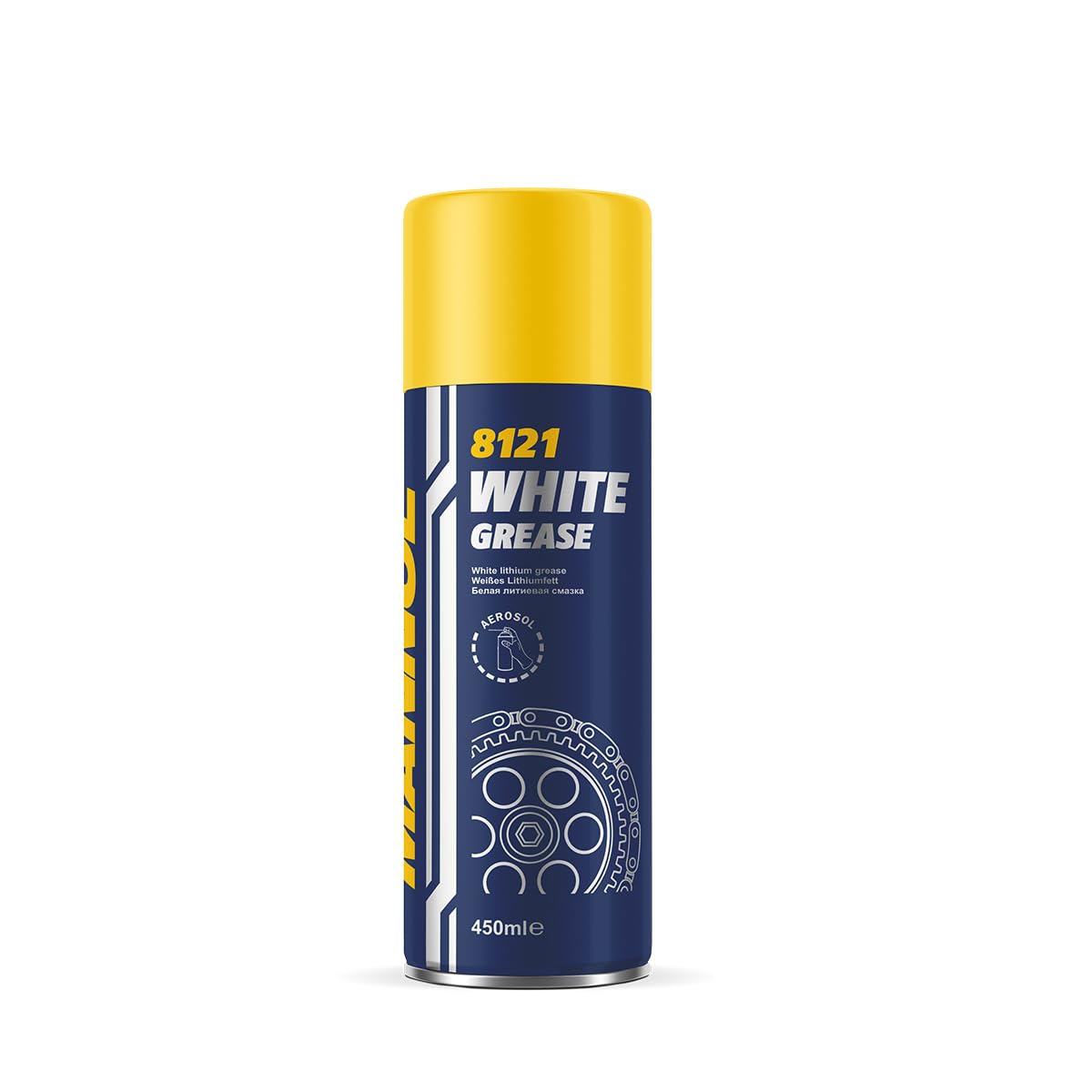 MANNOL 8121 White Grease – Multi-Purpose Lubricant Spray for Metal and Plastic Surfaces
