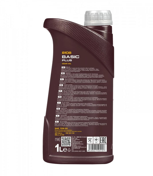 MANNOL 8108 Fully Synthetic Gear Oil 75W-90 | API GL-4+ for Superior Performance