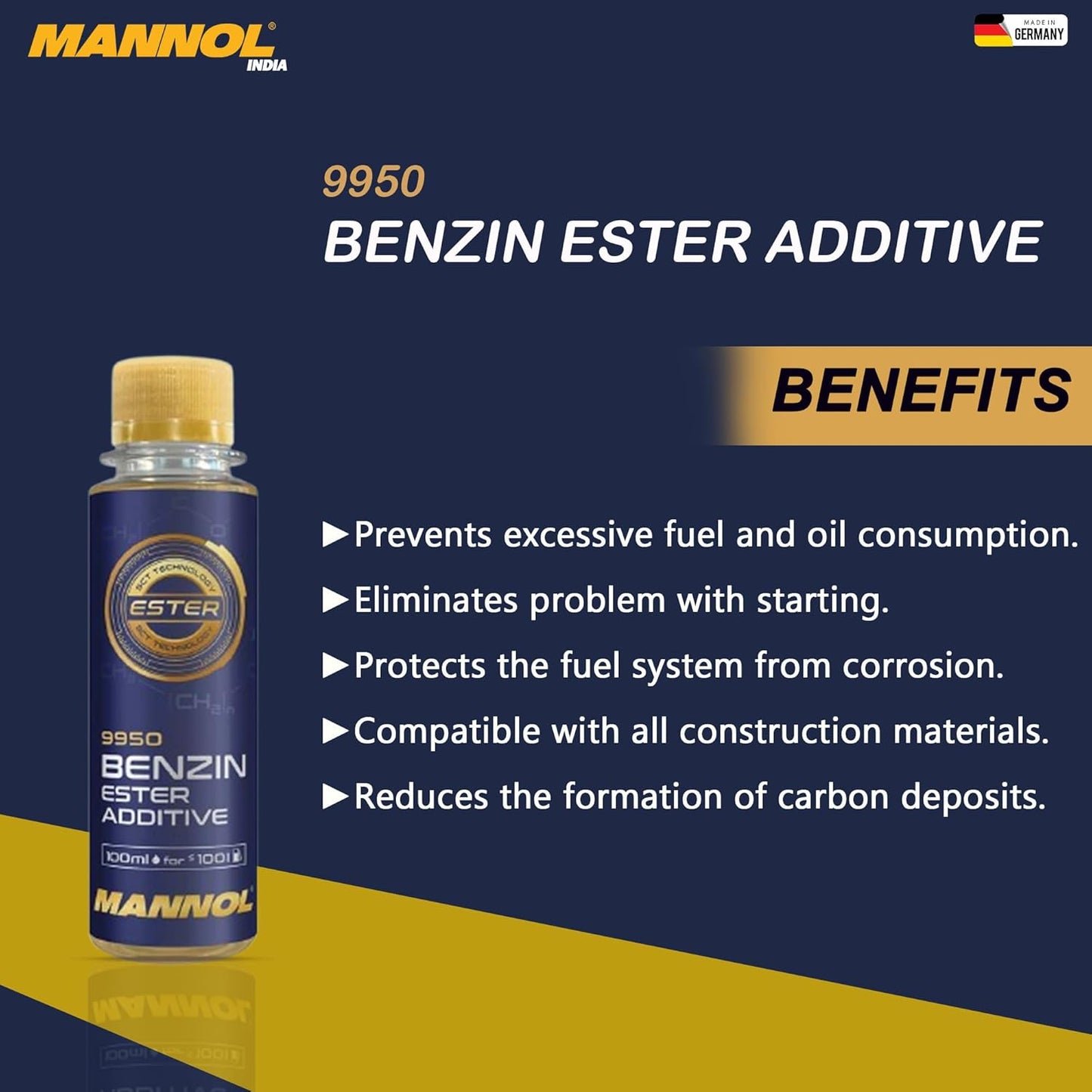 MANNOL 7202 ESTER 4T SEMI-SYNTHETIC 10W-40 PETROL ENGINE OIL FOR BIKES (1 L) + MANNOL PETROL ADDITIVE FOR BIKES(100ML)