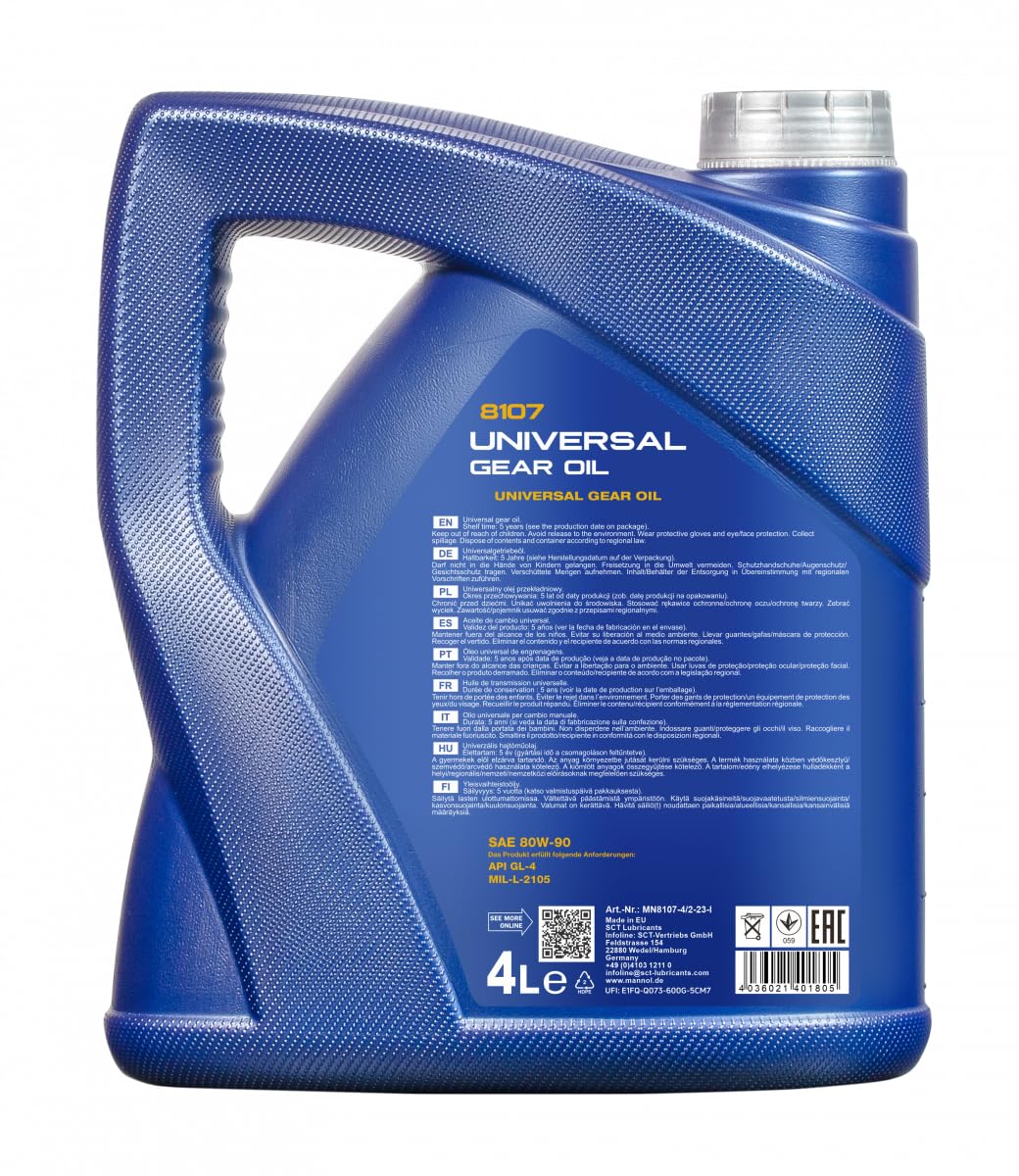 MANNOL 8107 UNIVERSAL GETRIEBEOEL SAE 80W-90 API GL4 IMPORTED FROM GERMANY (1l)