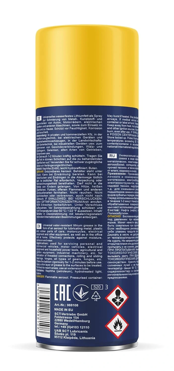 MANNOL 9881 Lithium Grease Spray – Multi-Purpose Lubricant (400ml)