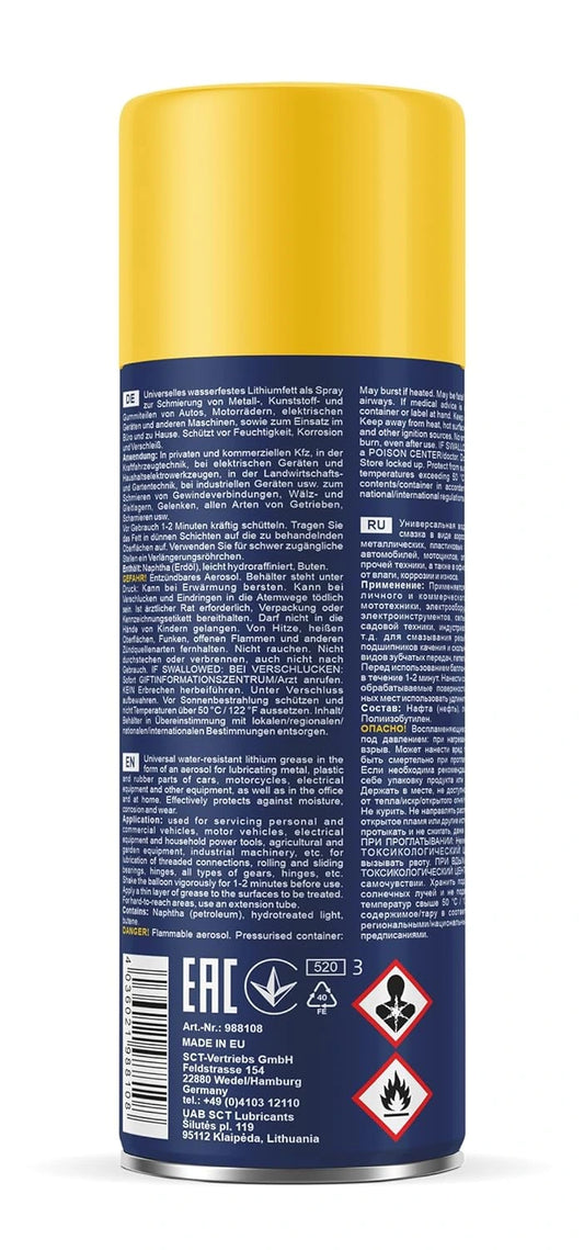 MANNOL 9881 Lithium Spray - Versatile Multi-Purpose Lubricant (400ml)