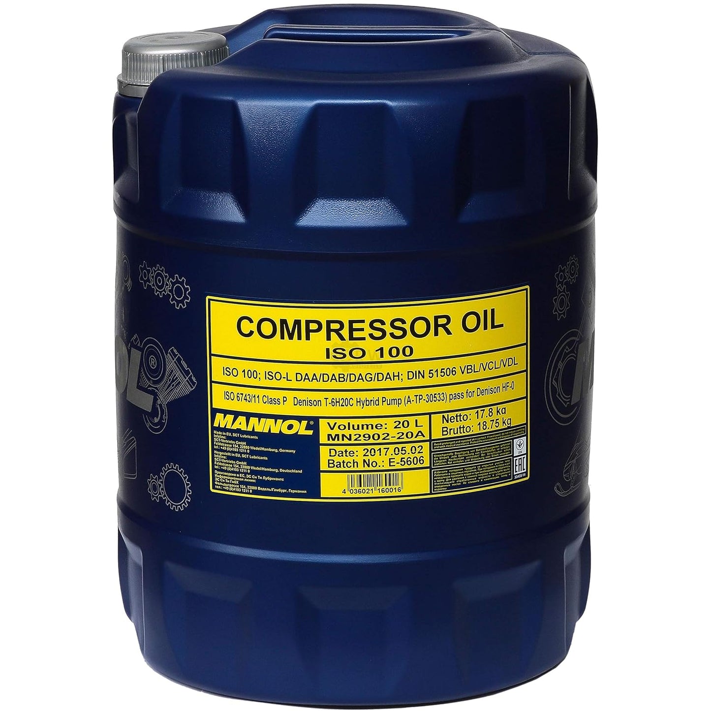 MANNOL Compressor Oil ISO 100 2902 Highly-Purified Paraffin | Low-Ash Mineral Compressor Oil with Extended Replacement Age IMPORTED FROM GERMANY (20L)