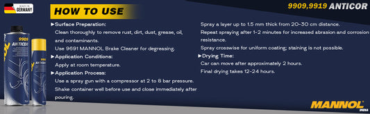 MANNOL 9909 Anticor | Anti-corrosion & Anti-gravel | Rust Control | Industrial Coating | Heavy-Duty Anti-Corrosion | Imported From Germany(1L)