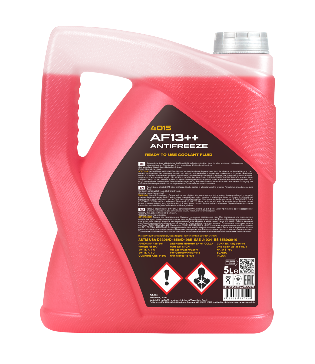 MANNOL 4015 Antifreeze AF13++ (-40 °C) HIGH-PERFORMANCE | Imported from Germany