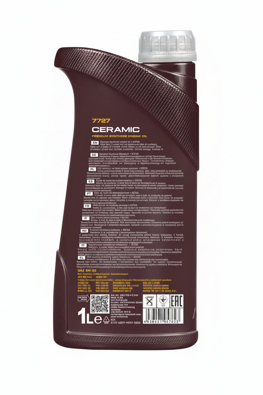 MANNOL 7727 Ceramic Ultra 5W 40 Engine Oil - Synthetic High Viscosity Performance | Imported from Germany