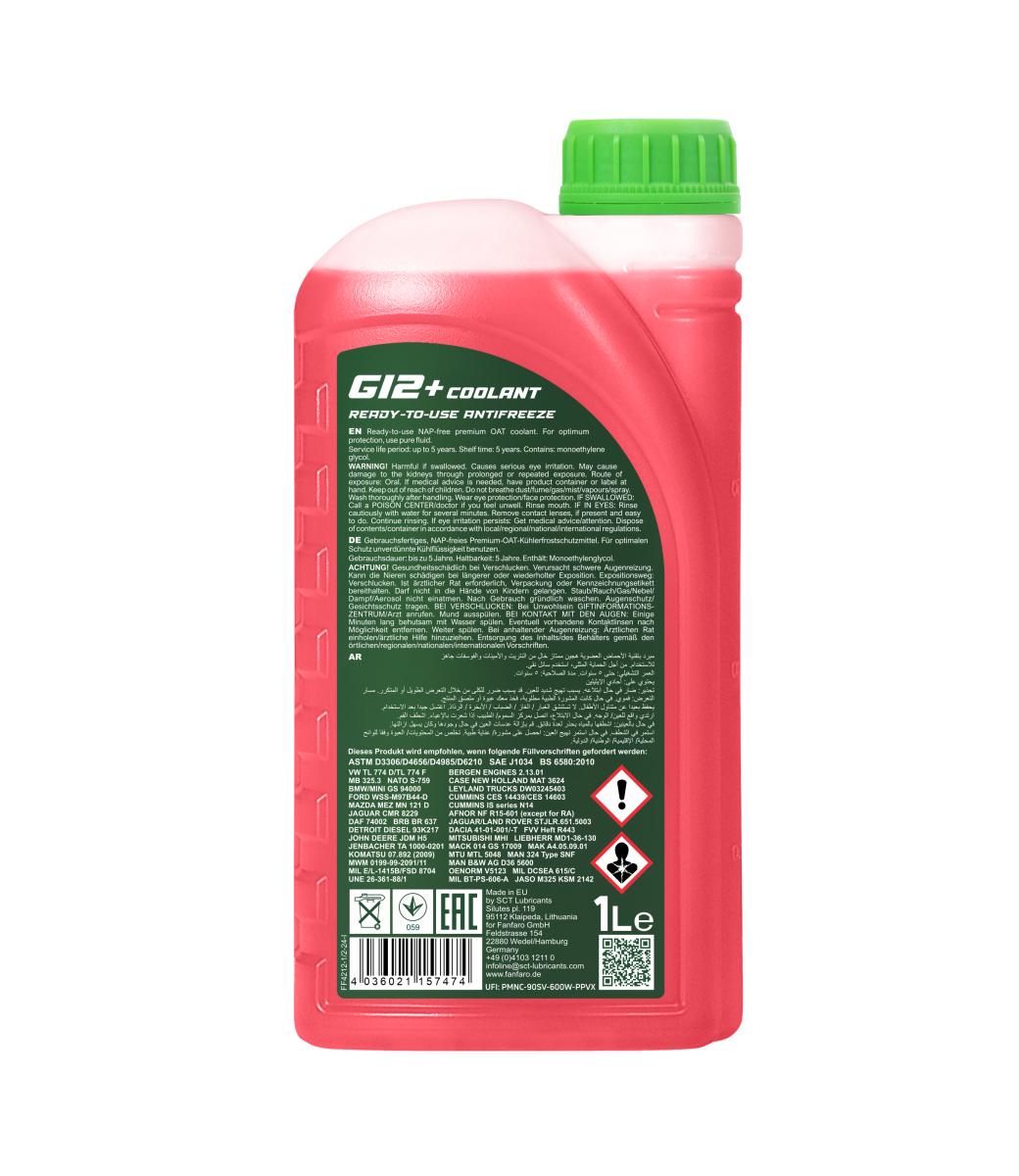 FANFARO 4212 G12+ Ready-to-Use Antifreeze – OAT Organic Carboxylated Coolant | Imported from Germany