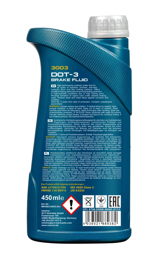 MANNOL 3003 DOT-3 Synthetic Brake Fluid | Imported from Germany