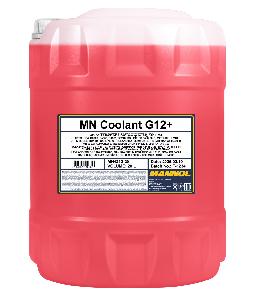 MANNOL-4212 G12+ Ready to Use Coolant Antifreeze for Optimal Engine Protection | Imported from Germany