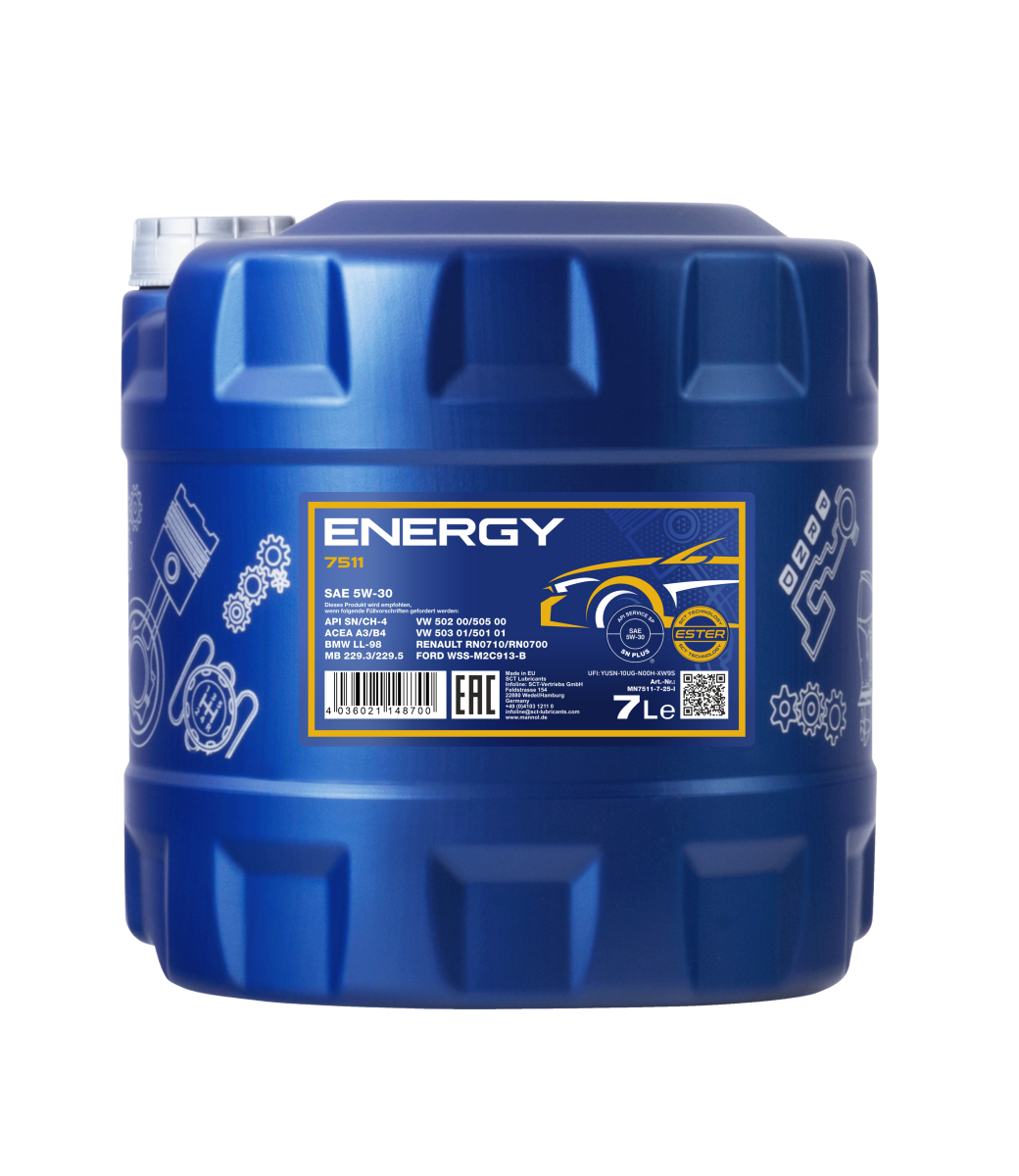 MANNOL 7511 Energy 5W-30 Engine Oil – Suitable for European Cars | Imported from Germany