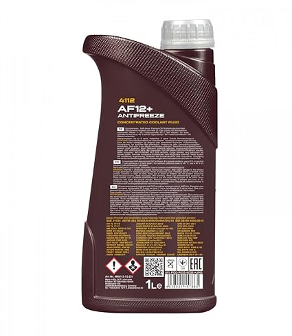 MANNOL 4112 AF12+ OAT Organic Acid Technology Concentrated Long-life RED Coolant Fluid 325.3 STJLR.651.5003 SAE J1034 TL 774 GS 94000F Imported from Germany 1 litre
