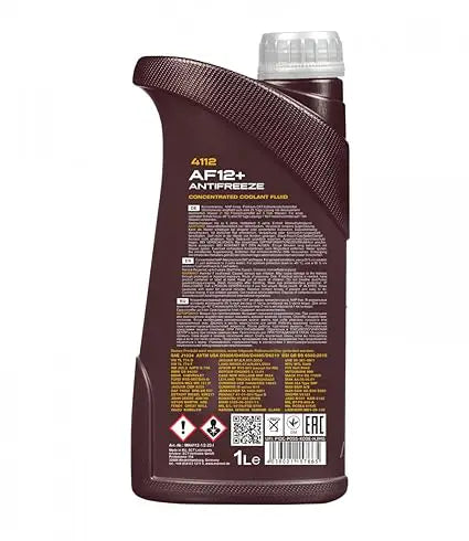 MANNOL 4112 AF12+ RED Coolant 1L - Concentrated Long-life OAT Fluid | Imported from Germany