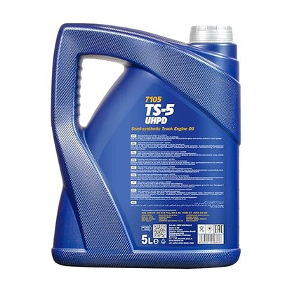 MANNOL 7105 TS-5 (5L) SAE 10W-40 API CI-4 Plus API CI-4/CH-4 ACEA E7 ACEA A3/B4 JASO DH-1 GLOBAL DHD-1 ULTRA HIGH PERFORMANCE DIESEL(UHPD) SEMI SYNTHETIC ENGINE OIL FOR CARS,TRUCKS (5L)