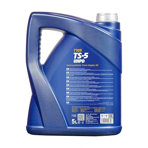 MANNOL 7105 TS-5 (5L) SAE 10W-40 API CI-4 Plus API CI-4/CH-4 ACEA E7 ACEA A3/B4 JASO DH-1 GLOBAL DHD-1 ULTRA HIGH PERFORMANCE DIESEL(UHPD) SEMI SYNTHETIC ENGINE OIL FOR CARS,TRUCKS (5L)