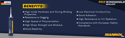 MANNOL 9910 Windshield Sealant | Window Repair Sealant | Car Window Sealant | Window Crack Sealant | Window Glass Sealant | Imported From Germany(310ml)