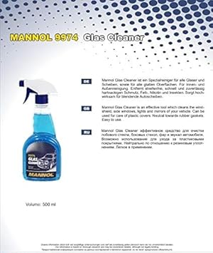 MANNOL 9974 Glass Cleaner | Window cleaner | Fast Drying | Streak-Free | Imported From Germany(500ml)
