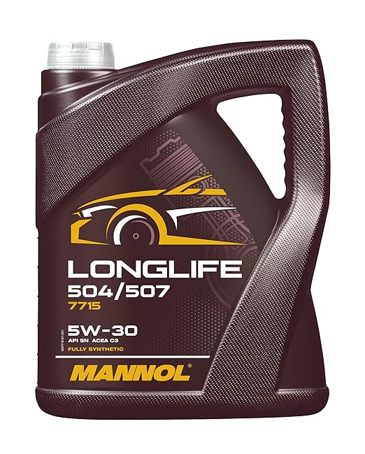 MANNOL 7715 LONGLIFE 504/507 SAE 5W-30 API SN ACEA C3 FULLY SYNTHETIC ENGINE OIL FOR PETROL AND DIESEL ENGINES OF CARS (LONG LIFE UPTO 30,000 KM) IMPORTED FROM GERMANY (5 L)