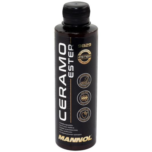 MANNOL Ceramo Ester 9829 (250 ML)|ENGINE PROTECTION ADDITIVE |Diesel and petrol|Four-stroke,two-stroke |Prevent deposits|Reduce fuel consumption|Engine noise IMPORTED FROM GERMANY 250 ML (1)
