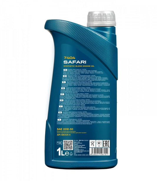 MANNOL 7404 Safari 20W-50 Engine Oil – API SN/CH-4 – For Petrol and Diesel Engines