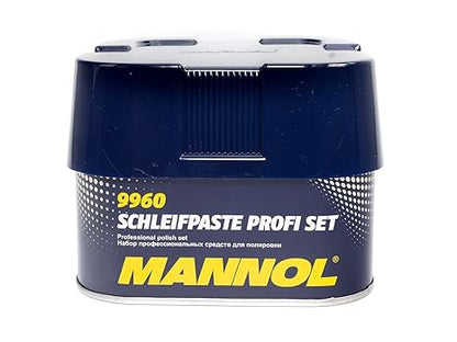 MANNOL 9960 Schleifpaste Profi Set | Scratch removal kit | Paint correction | Paintwork polishing | Clear coat repair | High-performance polish | Imported From Germany(325g)
