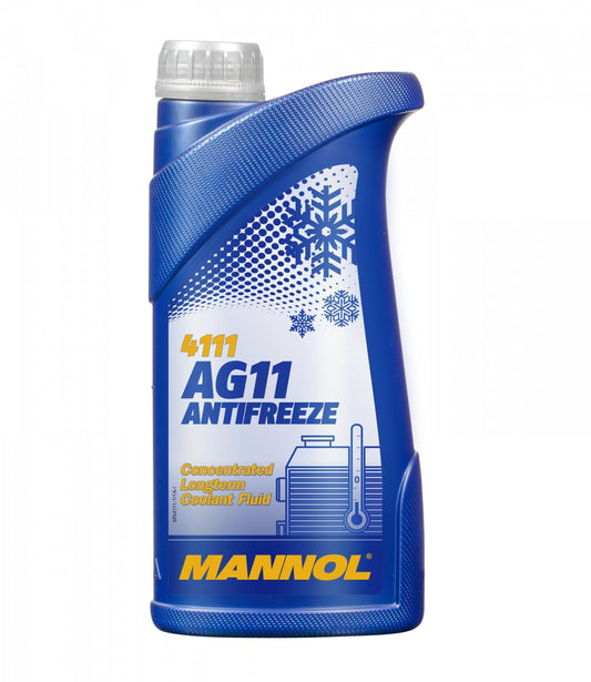 MANNOL 4111 AG11 Long-Term Concentrated Blue Antifreeze use in Any Cooling System Imported from Germany (1L)