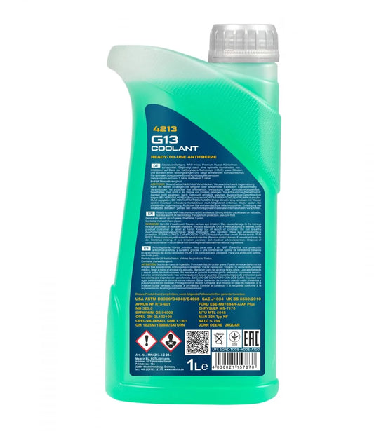 MANNOL Coolant G13 4213 High-Tech Hybrid Ready-to-use Antifreeze: Year-Round Protection