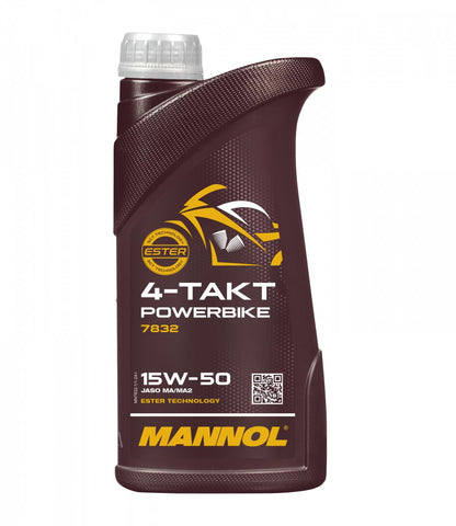 MANNOL 7832 4-Takt Powerbike SAE 15W-50 Synthetic Ester Motorcycle Engine Oil