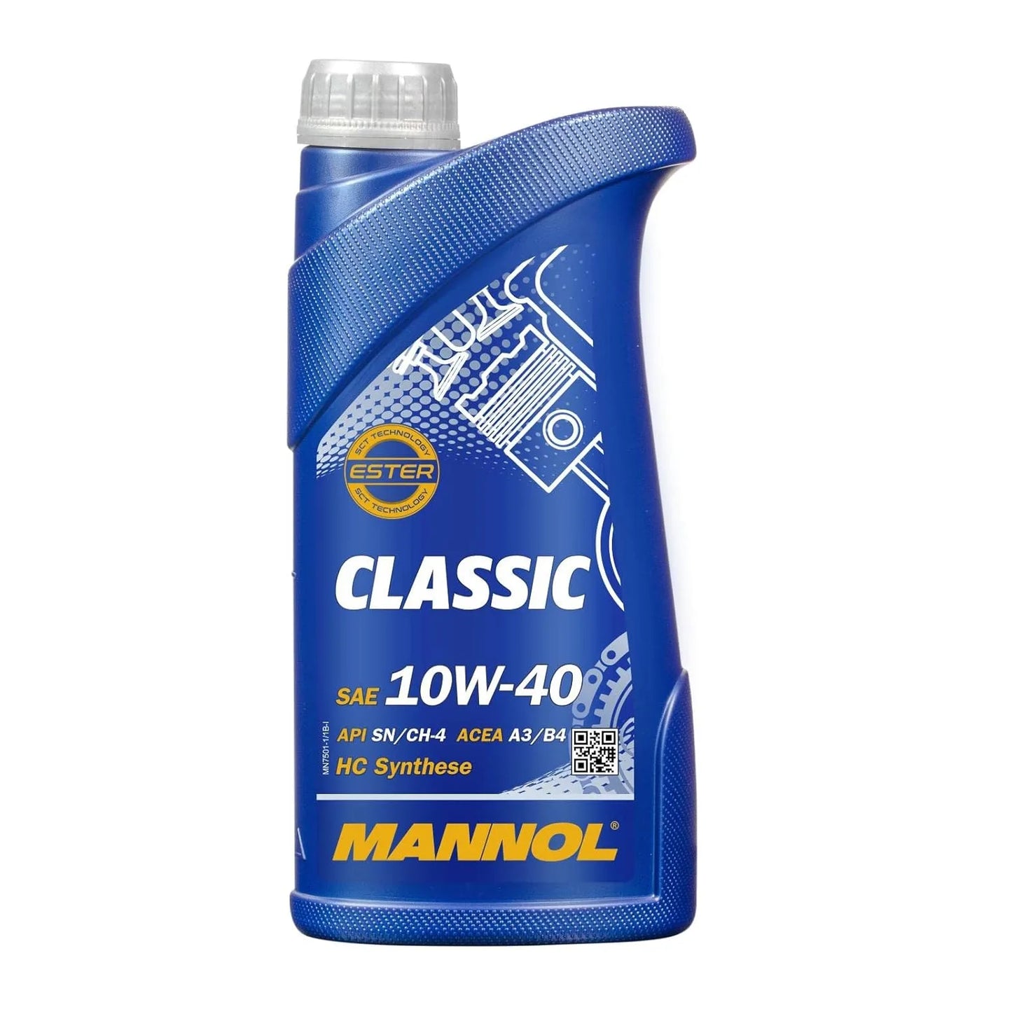 MANNOL 7501 CLASSIC SAE 10W-40 | API SN/CH-4 | ACEA A3/B4 | JASO MA2 - Universal Ester-Based Engine Oil for Petrol & Diesel Engines