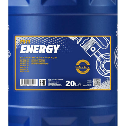 MANNOL 7511 Energy 5W-30 API SN/CH-4, ACEA A3/B4 Engine Oil for Modern Petrol and Diesel Engines