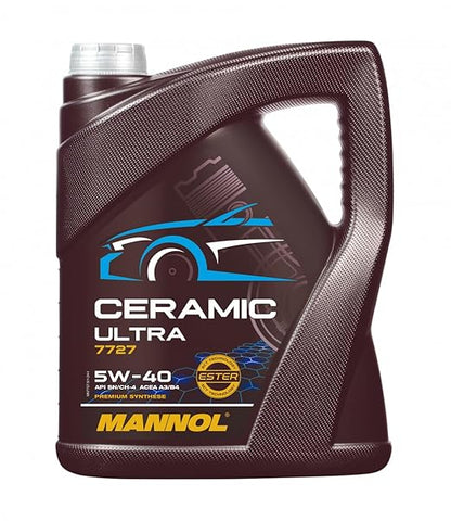 MANNOL 7727 (5L) CERAMIC ULTRA 5W-40 API SN/CH-4 ACEA A3/B4 JASO MA2 SYNTHETIC ESTER HIGH VISCOSITY ENGINE OIL FOR CARS IMPORTED FROM GERMANY