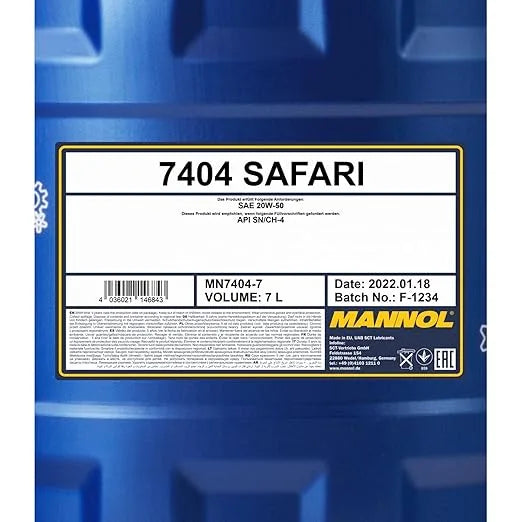 MANNOL 7404 Safari 20W-50 Engine Oil – API SN/CH-4 – For Petrol and Diesel Engines