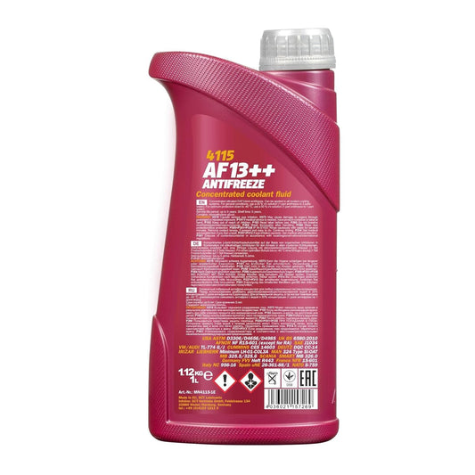MANNOL 4115 AF13 ++ Antifreeze Concentrated High-Performance Coolant Fluid 1 Litre SAE J1034 VW TL 774 J MB 325.5 MB 325.6 Imported from Germany
