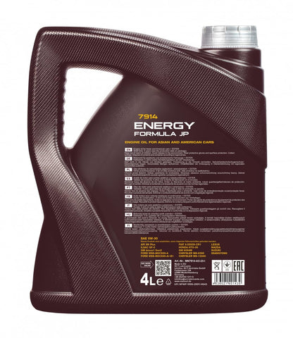 Mannol 7914 Energy Formula Jp Sae 5W-30 Ester Containing Fully Synthetic Engine (Petrol Eng)