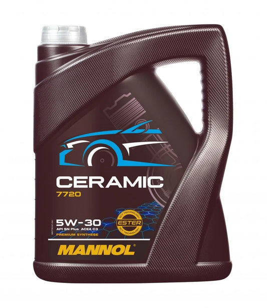 MANNOL 7720 (5L) CERAMIC SAE 5W-30 API SN Plus ACEA C3 ACEA C2 FULLY SYNTHETIC ENGINE OIL FOR ALL TYPES OF ENGINES – DIESEL AND PETROL OF CARS IMPORTED FROM GERMANY