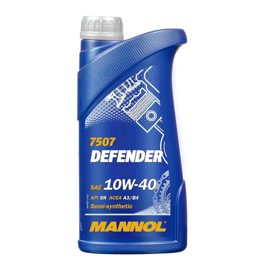 MANNOL 7507 Defender 10W-40 Semi-Synthetic Engine Oil (1L) – API SN, ACEA A3/B4 for Petrol & Diesel Cars