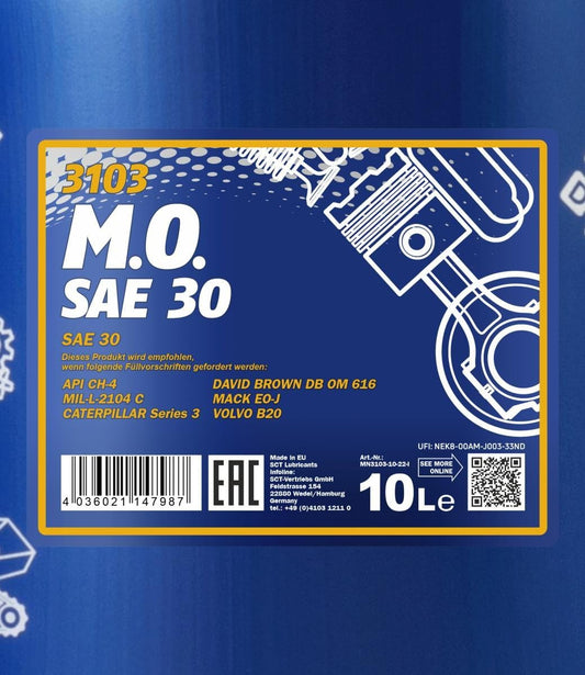 MANNOL 3103 M.O. SAE 30 API CH-4 Mineral Engine Oil for Heavy-Load Diesel Engines