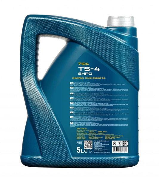 MANNOL 7104 TS-4 SHPD 15W-40 - CI-4 Plus Mineral-Synthetic Diesel Engine Oil