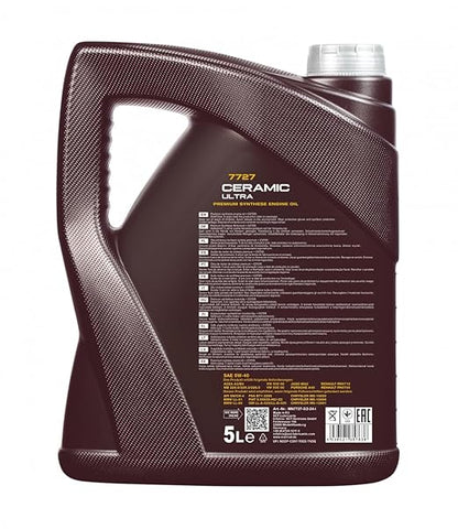 MANNOL 7727 (5L) CERAMIC ULTRA 5W-40 API SN/CH-4 ACEA A3/B4 JASO MA2 SYNTHETIC ESTER HIGH VISCOSITY ENGINE OIL FOR CARS IMPORTED FROM GERMANY