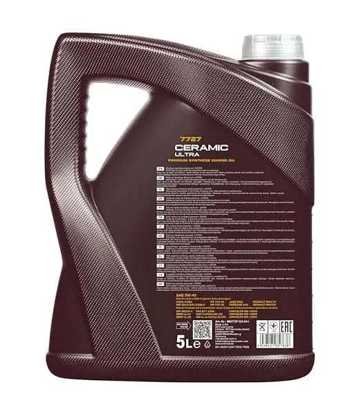 MANNOL 7727 Ceramic Ultra 5W 40 Engine Oil - Synthetic High Viscosity Performance | Imported from Germany