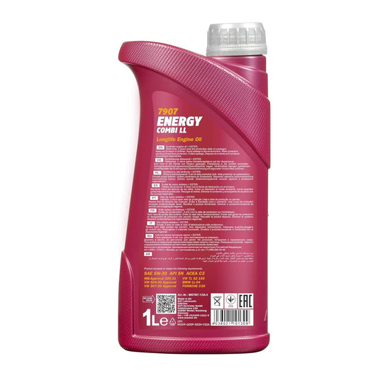 MANNOL 7907 Energy Combi LL 5W-30 (1L) Bi-Synthetic Engine Oil – API SN, ACEA C3 – For Petrol & Diesel Engines