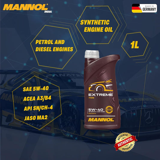 Mannol 7915 Extreme Sae 5W-40 Acea A3/B4 Jaso Ma2 Api Sp Ester Containing Synthetic Engine Oil For Petrol And Diesel Engines Of Cars
