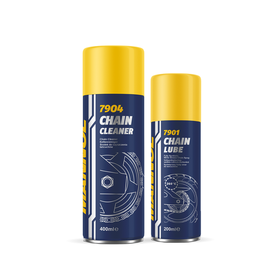 MANNOL Chain Care Combo – 7904 Chain Cleaner (400ml) + 7901 Chain Lube (200ml)