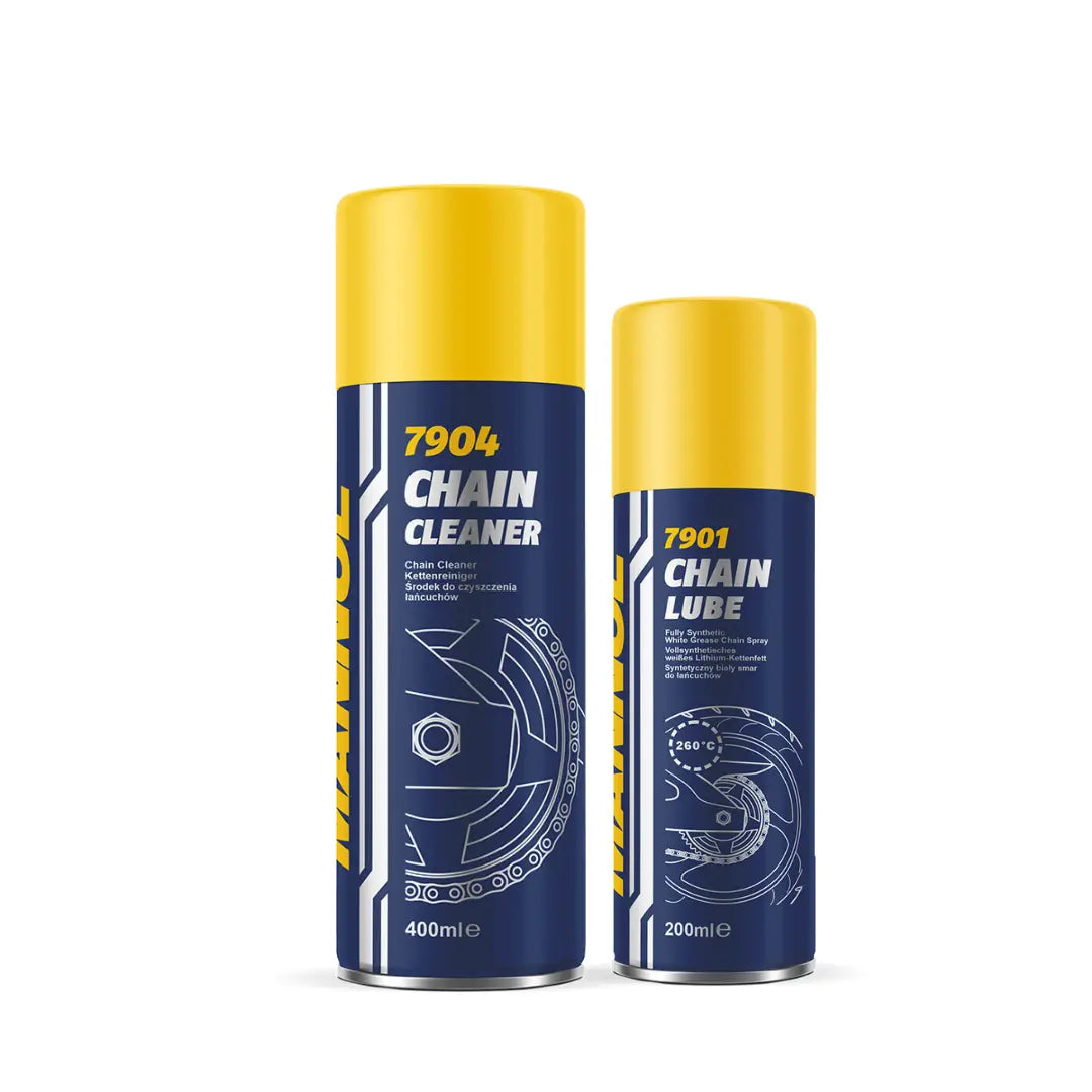MANNOL Chain Care Combo – 7904 Chain Cleaner (400ml) + 7901 Chain Lube (200ml) | Imported from Germany