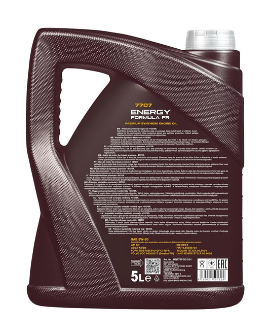 MANNOL 7707 Energy Formula FR SAE 5W-30 API SN ACEA A5/B5 Fully synthetic ENGINE OIL for DIESEL Engines IMPORTED FROM GERMANY 5L