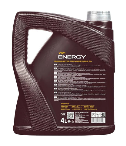 MANNOL 7511 Energy 5W-30 Engine Oil – Suitable for European Cars | Imported from Germany