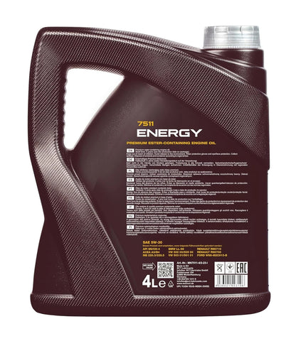 MANNOL 7511 Energy 5W-30 // API SN/CH-4 // ACEA A3/B4 Engine Oil for Modern Petrol and Diesel Engines