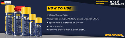 MANNOL 9895 M-40 Lubricant|Multipurpose Spray | Rust Remover | Stain Remover | Moisture | Degreaser | Home & Vehicle Maintenance | Imported From Germany(100ml)