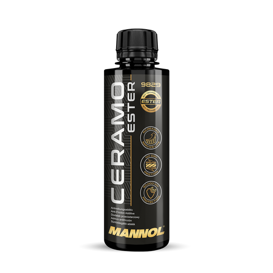MANNOL Ceramo Ester 9829 (250 ML)|ENGINE PROTECTION ADDITIVE |Diesel and petrol|Four-stroke,two-stroke |Prevent deposits|Reduce fuel consumption|Engine noise IMPORTED FROM GERMANY 250 ML (1)