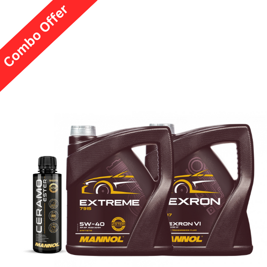 MANNOL 7915 Extreme (4L) Fully Synthetic Ester Engine Oil Sae 5W-40 4L + Ceramo Ester 9829 (250 ML) + 8207 DEXRON VI ATF Fully Synthetic Automatic Transmission fluid